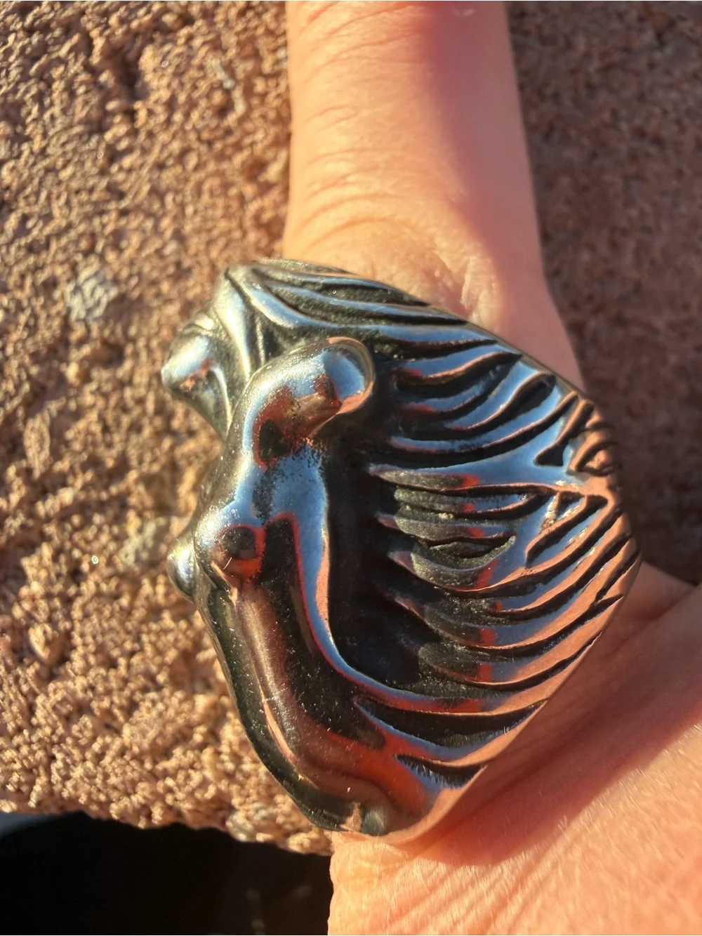 Vintage Sculptural Nude Goddess Silver Tone Statement Ring SZ 10 NEW